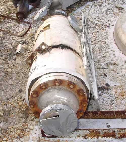 USED: Ketema single pass shell and tube heat exchanger, 39 square feet, size 8-A-36, Alloy 20 product contact areas, horizontal. Carbon steel shell rated 150 psi at 350 deg F; (72) 5/8" diameter x 3'...
