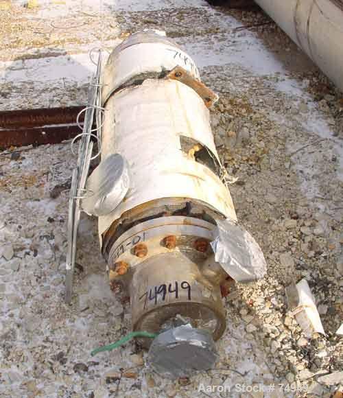 USED: Ketema single pass shell and tube heat exchanger, 39 square feet, size 8-A-36, Alloy 20 product contact areas, horizontal. Carbon steel shell rated 150 psi at 350 deg F; (72) 5/8" diameter x 3'...