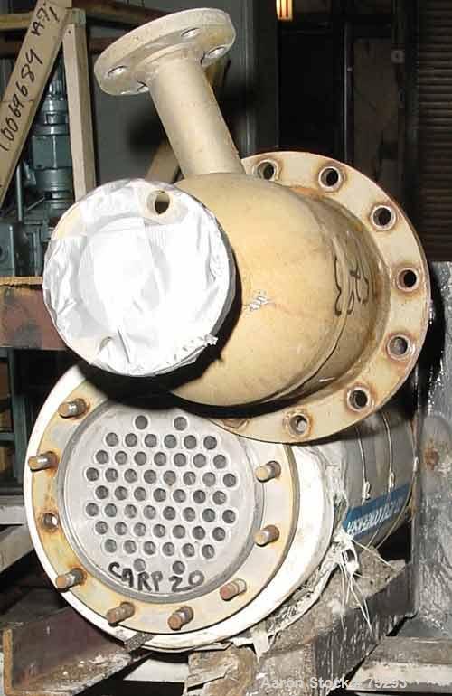 Used Ketema Single Pass Shell & Tube Heat Exchanger, 36 Square Feet, Size 8-B-42. Carpenter 20 product contact areas, vertical. Carbon steel shell rated 150 psi at 400 deg F. (53) 3/4" diameter x 3'6...
