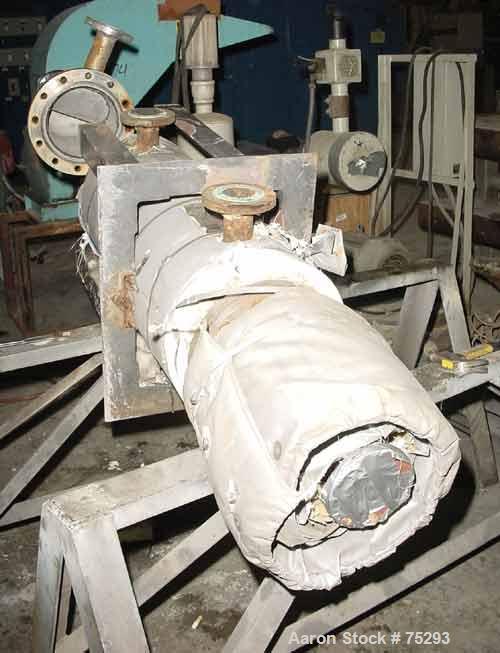 Used Ketema Single Pass Shell & Tube Heat Exchanger, 36 Square Feet, Size 8-B-42. Carpenter 20 product contact areas, vertical. Carbon steel shell rated 150 psi at 400 deg F. (53) 3/4" diameter x 3'6...