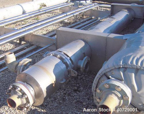Used RAS Process Equipment 2 pass shell and tube heat exchanger, 193 square feet, horizontal. Type BEM 10-144. 316L stainless steel shell rated 50 psi/FV at 180 deg F. (82) 3/4" diameter x 12' long H...