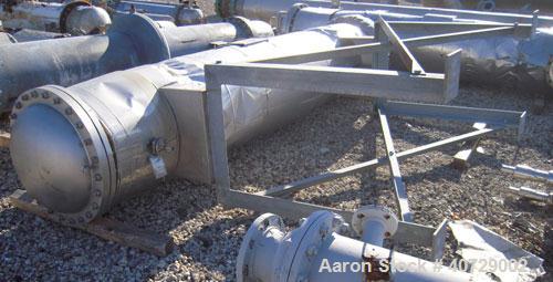 Used RAS Process Equipment 6 Pass Shell and Tube Heat Exchanger, 608 square feet, horizontal, type BEM 23-144. 316L stainless steel shell rated 50 psi/FV at 340 deg F. (258) 3/4" diameter x 12' long ...
