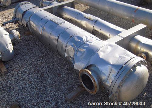 Used RAS Process Equipment 6 Pass Shell and Tube Heat Exchanger, 608 square feet, horizontal, type BEM 23-144. 316L stainless steel shell rated 50 psi/FV at 340 deg F. (258) 3/4" diameter x 12' long ...