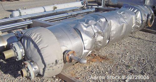 Used RAS Process Equipment 6 Pass Shell and Tube Heat Exchanger, 608 square feet, horizontal, type BEM 23-144. 316L stainless steel shell rated 50 psi/FV at 340 deg F. (258) 3/4'' diameter x 12' long...