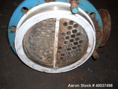 Used CMS U Tube Heat Exchanger, 93 square feet, Hastelloy C22 tubes, tube sheet and bonnet with (68) 3/4" diameter x 7' long tubes rated 75 psi at 150 F, carbon steel shell rated 75 psi at 150 F, 3" ...