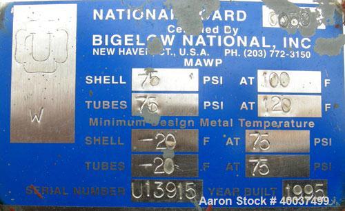 Used Bigelow National 8 Pass U Tube Heat Exchanger, 86 Square Feet, Horizontal