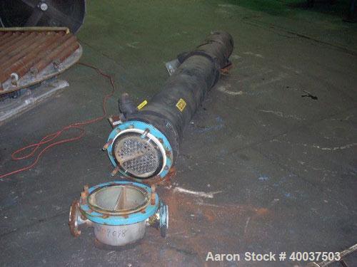 Used CMS U Tube Heat Exchanger, 93 square feet, Hastelloy C22 tubes. Tube sheet and bonnet with (68) 3/4" diameter x 7' long tubes rated 75 psi at 150 F, carbon steel shell rated 75 psi at 150 F, 3" ...