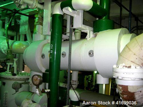 Used Perry Products Heat Exchanger, 99 square feet, model 12-99-FTSX. Hastelloy C276 tubes, tube sheet, and bonnets. (126) 3/4'' diameter x 4' long tubes rated 100 psi or FV at 320 deg F, carbon stee...