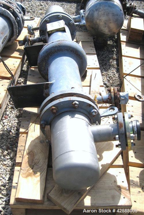 Used Pfaudler Single Pass Shell & Tube Heat Exchanger, 15.2 square feet, horizontal. Carbon steel shell rated 100 psi at -20 to 400 deg F. (26) 3/4'' Diameter x 3’ long Hastelloy B tubes rated 150/FV...