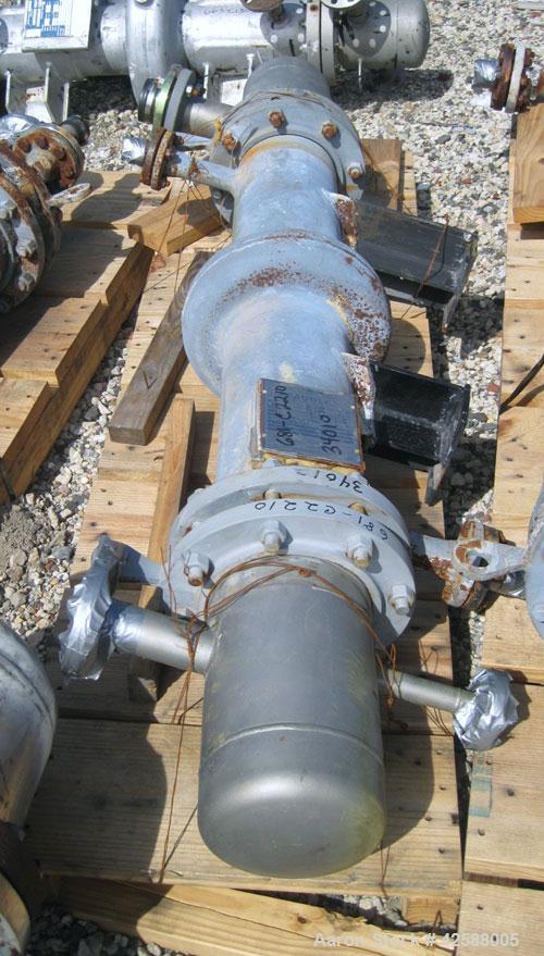 Used Pfaudler Single Pass Shell & Tube Heat Exchanger, 15.2 square feet, horizontal. Carbon steel shell rated 100 psi at -20 to 400 deg F. (26) 3/4'' Diameter x 3’ long Hastelloy B tubes rated 150/FV...