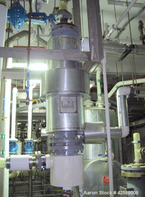 Used Pfaudler Single Pass Shell & Tube Heat Exchanger, 15.2 square feet, vertical. Carbon steel shell rated 100 psi at -20 to 400 deg F. (26) 3/4'' Diameter x 3’ long Hastelloy B tubes rated 150/FV p...