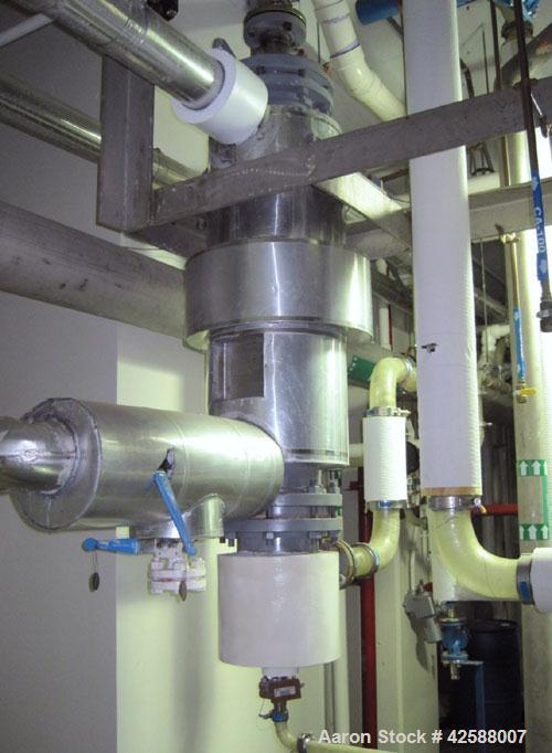 Used Pfaudler Single Pass Shell & Tube Heat Exchanger, 15.2 square feet, vertical. Carbon steel shell rated 100 psi at -20 to 400 deg F. (26) 3/4'' Diameter x 3’ long Hastelloy B tubes rated 150/FV p...