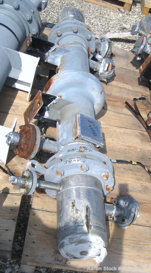 Used Pfaudler Single Pass Shell & Tube Heat Exchanger, 23.5 square feet, horizontal. Carbon steel shell rated 100 psi at -20 to 350 deg F. (40) 3/4" Diameter x 3’ long Hastelloy B tubes rated 150/FV ...