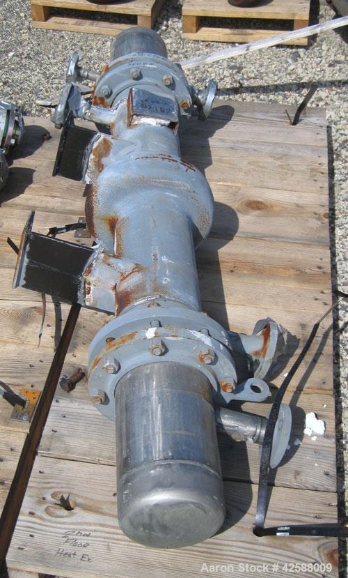 Used Pfaudler Single Pass Shell & Tube Heat Exchanger, 15.2 square feet, horizontal. Carbon steel shell rated 100 psi at -20 to 400 deg F. (26) 3/4'' Diameter x 3’ long Hastelloy B tubes rated 150/FV...