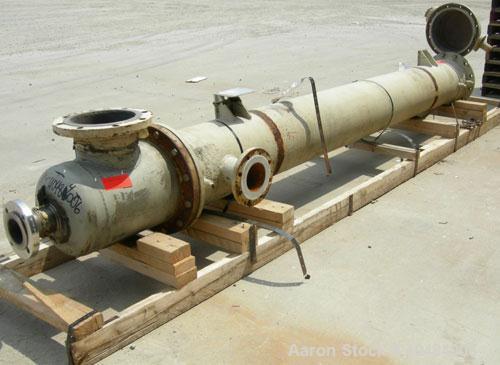 Used: Pfizer Monel shell and tube heat exchanger, approximately 241 square feet, horizontal. Carbon steel shell rated 150 psi at -55 to 350 deg F. (126) 3/4" diameter x 10' long Monel M-400 tubes rat...