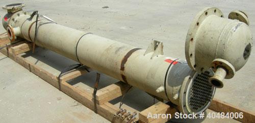 Used: Pfizer Monel shell and tube heat exchanger, approximately 241 square feet, horizontal. Carbon steel shell rated 150 psi at -55 to 350 deg F. (126) 3/4" diameter x 10' long Monel M-400 tubes rat...
