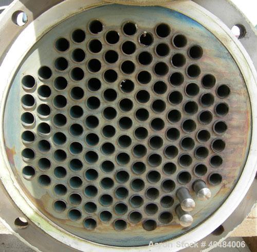 Used: Pfizer Monel shell and tube heat exchanger, approximately 241 square feet, horizontal. Carbon steel shell rated 150 psi at -55 to 350 deg F. (126) 3/4" diameter x 10' long Monel M-400 tubes rat...