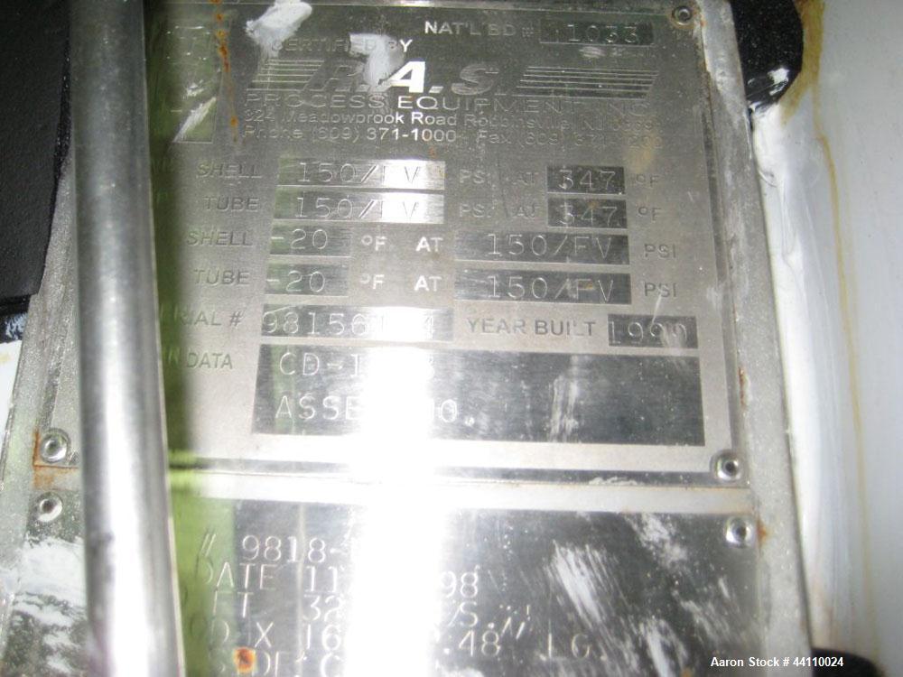 Used RAS Process Equipment Horizontal Heat Exchanger / Condenser, 25 Square Feet. Shell (Sa-106-B) rated 150 psi & Full Vacuum at 347 degrees F, Hastelloy B-3 tubes (SB-626 B3) rated 150 psi & Full V...
