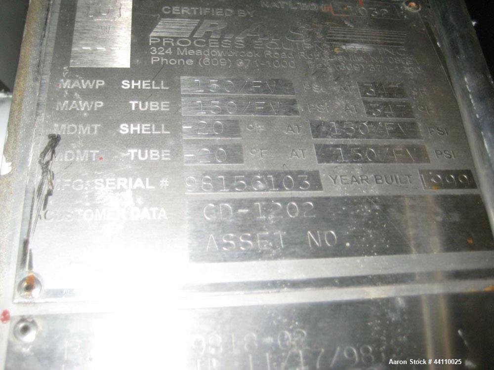Used RAS Process Equipment Horizontal Heat Exchanger / Condenser, 25 Square Feet. Shell (Sa-106-B) rated 150 psi & Full Vacuum at 347 degrees F, Hastelloy B-3 tubes (SB-626 B3) rated 150 psi & Full V...