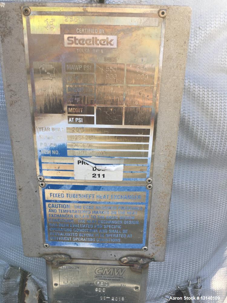 Used- SteelTek Inc. Inconel 600 Vertical Shell and Tube Heat Exchanger