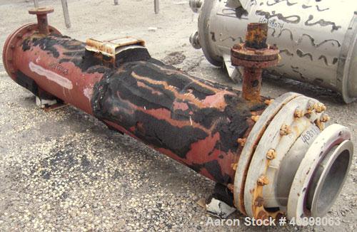 Used Titanium Industries Shell and Tube Heat Exchanger, 151 square feet, horizontal. Tema Type BEM, Tema Size 14-72. Carbon steel shell rated 75 psi at 350 deg F, (129 ) 3/4'' diameter x 6' long Zirc...