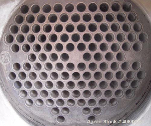 Used Titanium Industries Shell and Tube Heat Exchanger, 151 square feet, horizontal. Tema Type BEM, Tema Size 14-72. Carbon steel shell rated 75 psi at 350 deg F, (129 ) 3/4'' diameter x 6' long Zirc...