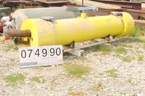 USED: Vilter single pass heat exchanger, 282 sq ft, carbon steel shelland heads, horizontal. Shell rated 200 psi at 300 deg F, (160) 3/4"diameter x 9' long tubes rated 225 psi at 300 deg F, (2) 5", 2...