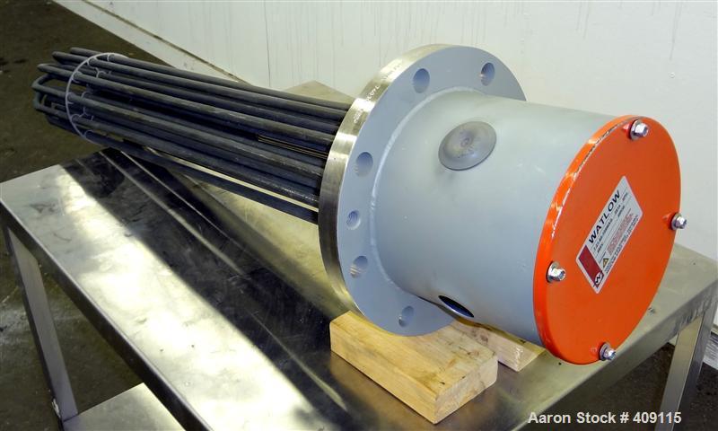 Unused- Watlow Flange Heater, Model 7-21-60-109MAG. Element material Incoloy 800. 3/60/480 volt, 48 KW. 304 Stainless steel mounting flange, approximate 10.5" diameter (8) 1" diameter bolt holes on a...