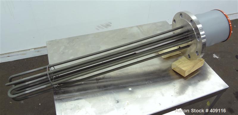 Unused- Watlow Flange Heater, Model FNNP733G520. Element material Incoloy 800. 3/60/480 volt, 24 KW. 304 Stainless steel mounting flange.