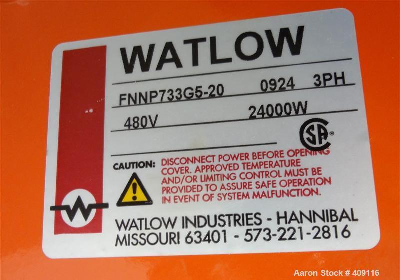 Unused- Watlow Flange Heater, Model FNNP733G520. Element material Incoloy 800. 3/60/480 volt, 24 KW. 304 Stainless steel mounting flange.