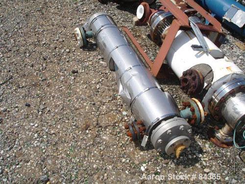 Used Yula Corporation Single Pass Shell and Tube Heat Exchanger, 19 square feet, horizontal, model WC-1A-54AS. Carbon steel shell rated fv/105 psi at 400 deg F and –20 deg F at FV/150 psi. (24) 5/8" ...