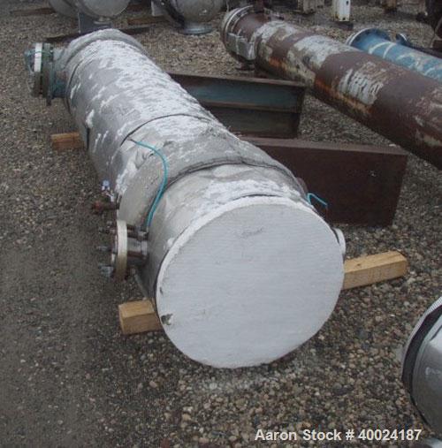 Used Yula Corporation Shell and Tube Heat Exchanger, 299 square feet, horizontal, model WC-1H-96BS. Carbon steel shell rated 150 psi at 350 deg F, (191) 3/4" diameter x 8' long Hastelloy C-276 tubes ...