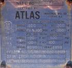 Used Atlas Single Pass Shell and Tube Heat Exchanger, 399 square feet, horizontal. Type BEM18-120. Carbon steel shell rated 100 psi at 300 deg F, carbon steel baffles and expansion ring. (208) 3/4