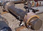 Used Atlas Single Pass Shell and Tube Heat Exchanger, 102 square feet, horizontal, type BEM10-120. Carbon steel shell rated 100 psi at 300 deg F, carbon steel baffles and expansion ring. (52) 3/4