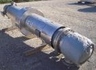 Used Atlas Single Pass Shell and Tube Heat Exchanger, 399 square feet, horizontal, type BEM18-120. Carbon steel shell rated 100 psi at 300 deg F, carbon steel baffles and expansion ring. (208) 3/4