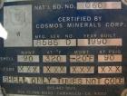 Unused- Cosmos Minerals multiple pass shell and tube heat exchanger, 34.5 square feet, horizontal. Carbon steel shell rated 90 psi at 320 deg F, (32) 3/4