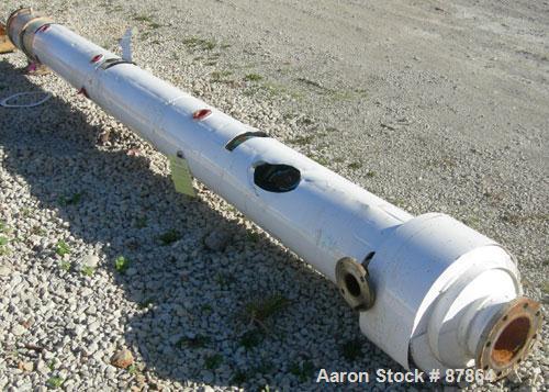 USED: American Standard single pass shell and tube heat exchanger, horizontal, approximately 258 square feet. Carbon steel shell rated 75 psi at 300 deg F, (110) 3/4" diameter x 12' long brass tubes ...