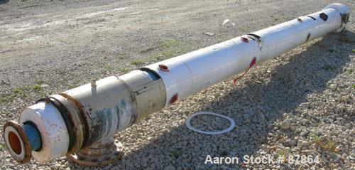 USED: American Standard single pass shell and tube heat exchanger, horizontal, approximately 258 square feet. Carbon steel shell rated 75 psi at 300 deg F, (110) 3/4" diameter x 12' long brass tubes ...