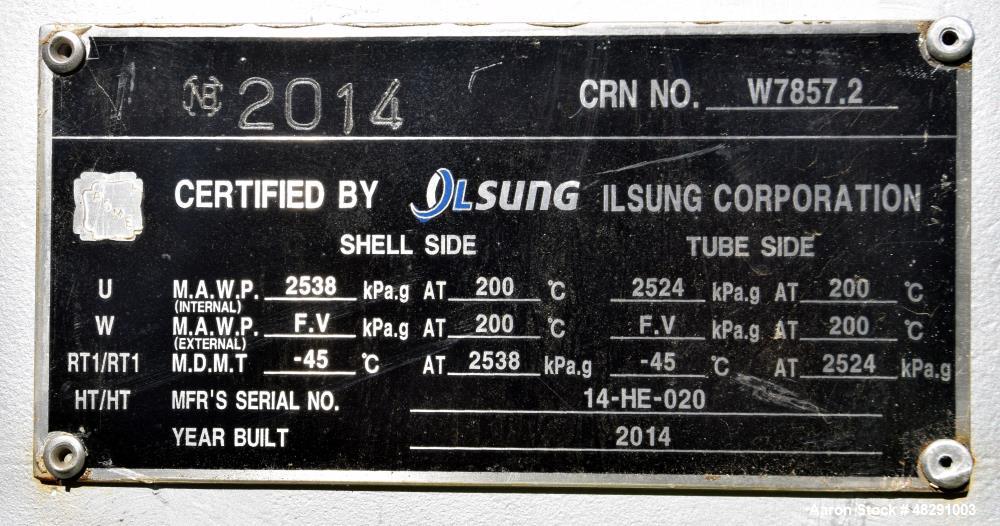 Unused- Ilsung Corporation 8 Pass Shell & Tube Heat Exchanger, Approximate 975 S