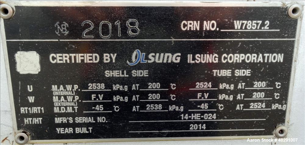 Unused- Ilsung Corporation 8 Pass Shell & Tube Heat Exchanger, Approximate 975 S