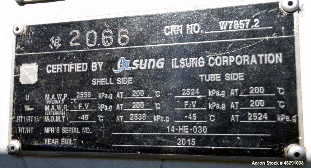 Unused- Ilsung Corporation 8 Pass Shell & Tube Heat Exchanger, Approximate 975 S