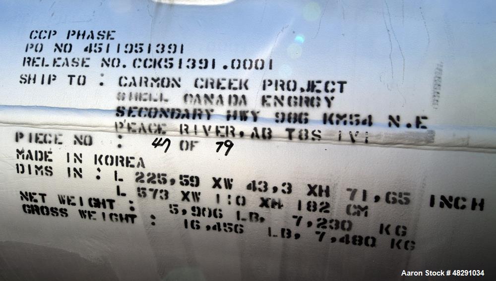 Unused- Ilsung Corporation 8 Pass Shell & Tube Heat Exchanger, Approximate 975 S