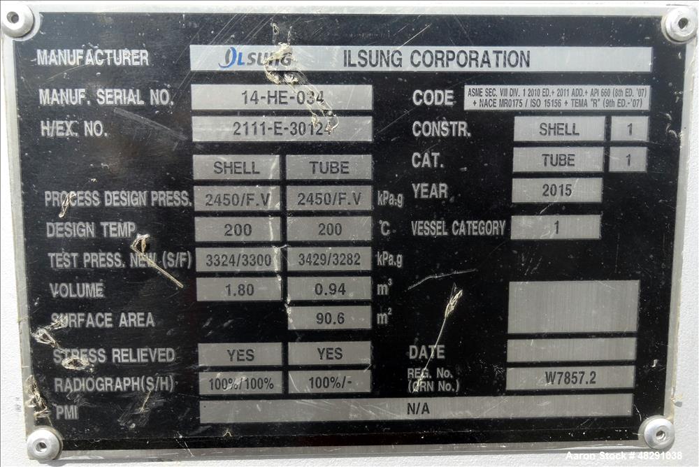 Unused- 8 Pass Shell & Tube Heat Exchanger