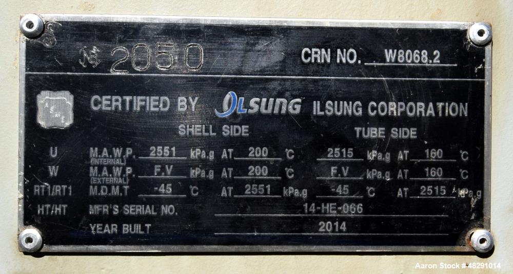 Unused- Ilsung Corporation 4 Pass U Tube Shell & Tube Heat Exchanger, Approximat