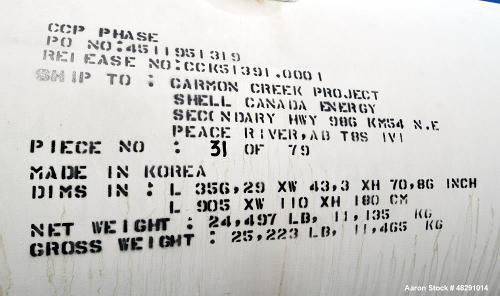 Unused- Ilsung Corporation 4 Pass U Tube Shell & Tube Heat Exchanger, Approximat