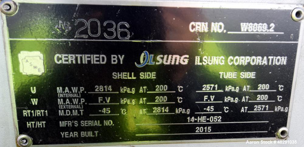 Unused- Ilsung Corporation 4 Pass U Tube Shell & Tube Heat Exchanger, Approximat