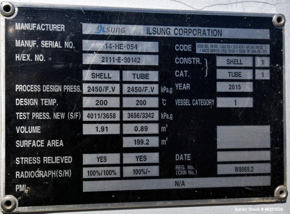 Unused- 4 Pass U Tube Shell & Tube Heat Exchanger, Approximat