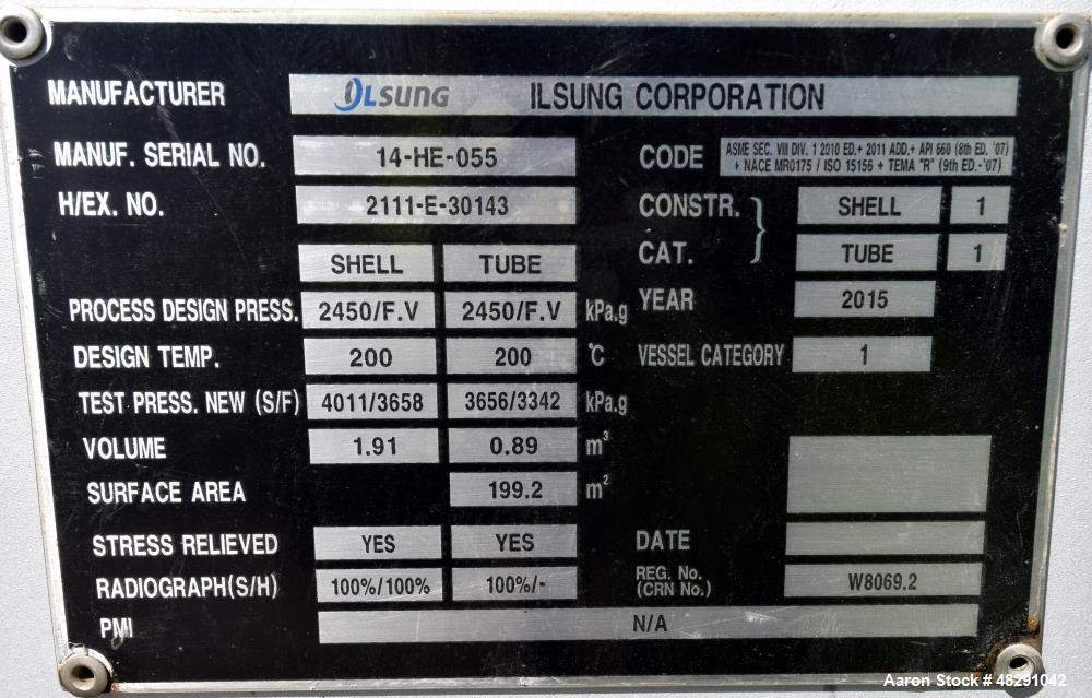 Unused- 4 Pass U Tube Shell & Tube Heat Exchanger, TEMA