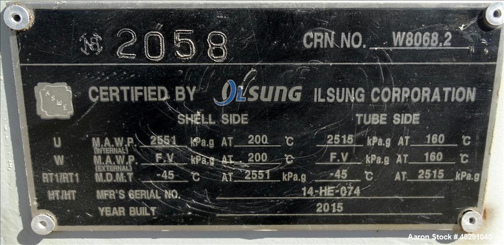 Unused Horizontal 4-Pass U-Tube Shell & Tube Heat Exchanger – 3,409 Sq. Ft., Carbon Steel