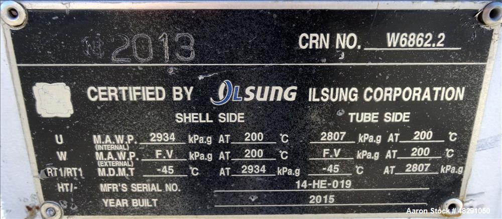 Unused- Ilsung Corporation U Tube Shell & Tube Heat Exchanger, Approximate 353 S